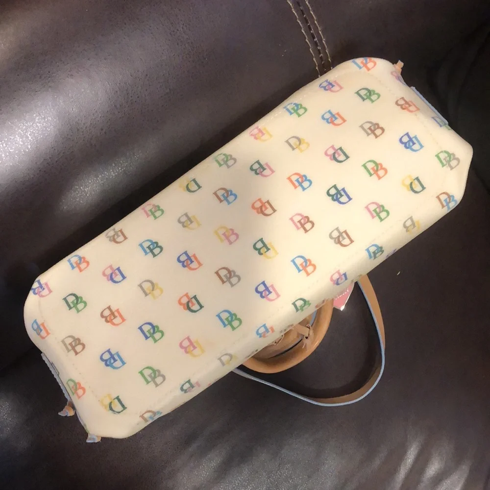 DOONEY & BOURKE Rainbow Zipper Monogram Logo Leather Tote Crossbody Shoulder Bag